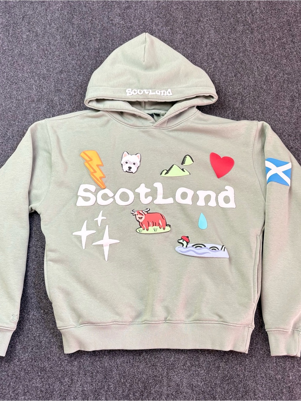 Travel Outfitters Scotland 3D Puff Print Hoodie Sweatshirt Unisex Mint Green XL